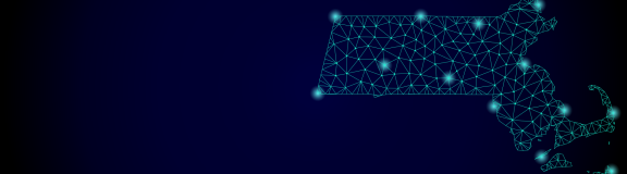 Map of Massachusetts with connecting dots