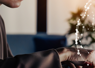 Woman searching on laptop